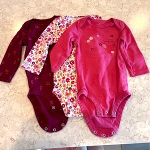 Floral and Solid Pink Baby Onesie Set - 3-6Months Carters